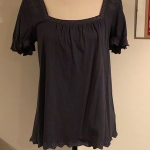 Anthropologie gray square neck Knit top